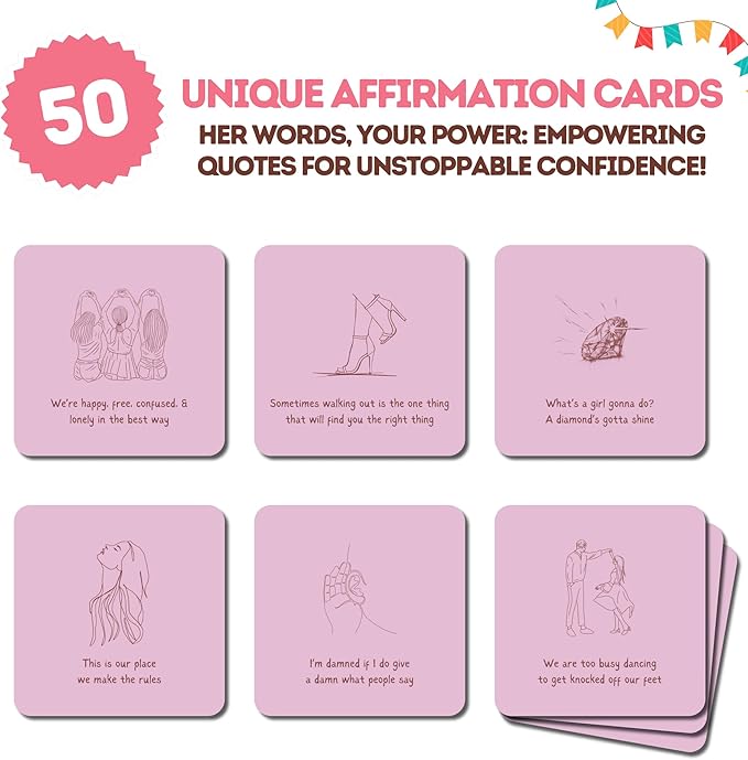 Taylor Gifts for Girls Birthday Gift | Affirmations - 50 PCS Taylor Cards | Taylor Themed Gifts, Taylor Gift Merch for Game Nights, Unique Gifts, Birthday Party Favors for Girls Women