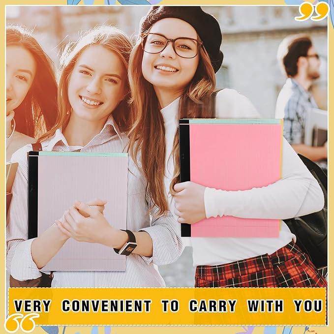 Lincia 12 Pcs 11" x 9.5" Legal Pads College Ruled Notepad Landscape Notebook Horizontal Lined Notebook 80 Gsm Assorted Colors Paper Pastel Writing Pads for School Office, 40 Sheet (Bright Color)