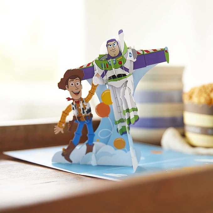 Lovepop Happy Birthday Pop-Up Card for Her and Him- 3D Disney Birthday Greeting Cards for Boys, Girls, Men, Women - Toy Story - 5" x 7" Woody and Buzz Card - Blank Note Card & Envelope Included