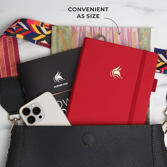 Clever Fox Dated Planner Premium Edition – 2025-2026 Weekly Planner for Planning, Goal Setting & Time Management – Planner Notebook with Habit Tracker & to-do List – A5 Size (Red)