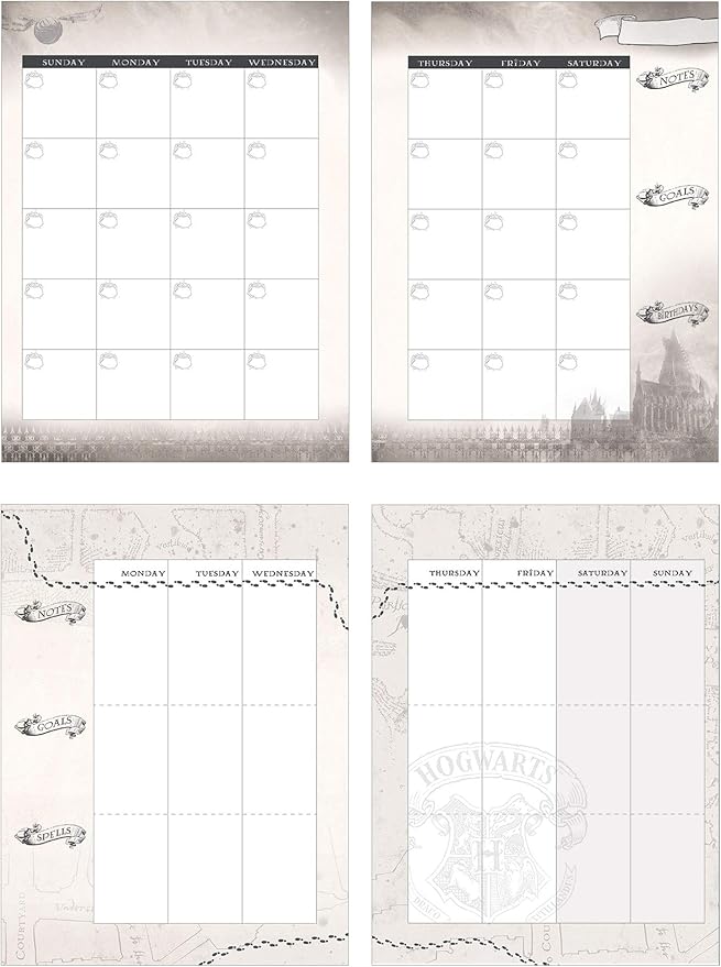 Paper House Productions Harry Potter 12 Month Undated 9.5" Planner with Month and Event Flag Stickers - Hogwarts Crest