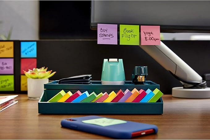 Post-it Super Sticky Notes, 8 Sticky Note Pads, 1.875 x 1.875 in., School Supplies, Office Products, Sticky Notes for Vertical Surfaces, Monitors, Walls and Windows, Supernova Neons Collection