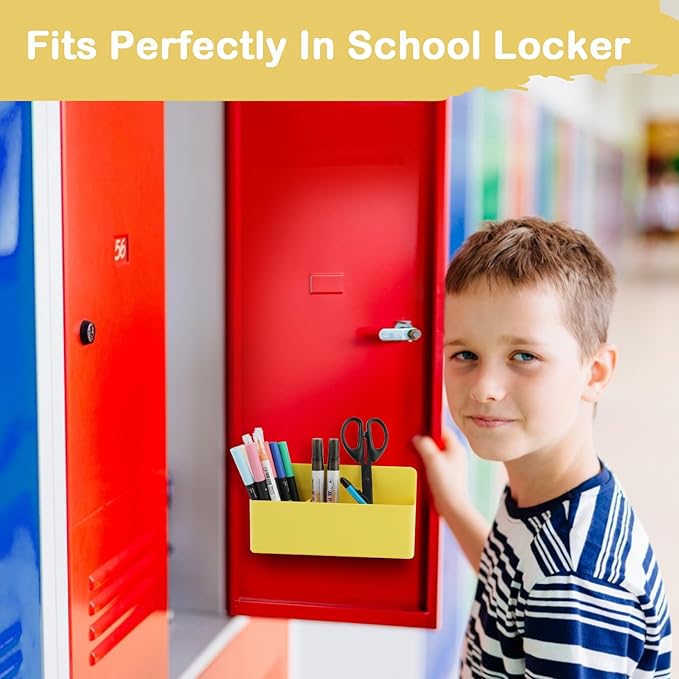 Magnetic Pen Holder,3 Compartments Magnetic Dry Erase Marker Holder,Extra Strong Magnet Storage Marker Pen Pencil Organizer for Refrigerator,Whiteboard,Locker Accessories(Long Style)