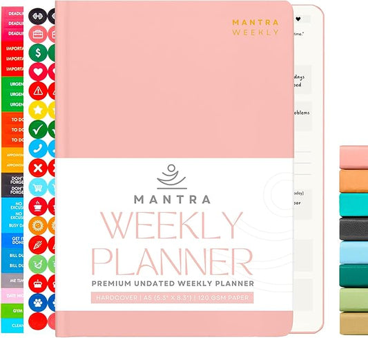 2025 Planner, Daily Journal & Gratitude Journal All-In-One with To Do List, Self Care Prompts & Habit Tracker - 5.8 x 8.3 - Pink