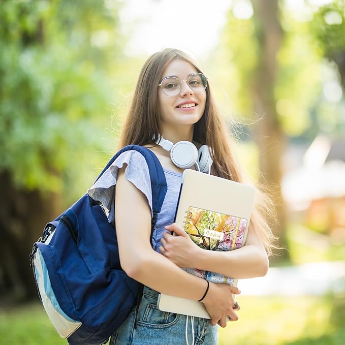 Frasukis Ruled Notebook/Journal - Lined Journal, 8.5" X 6.4", Ruled Spiral Notebook/Journal, Banded with Waterproof Hardcover, Exquisite Inner Pocket for School, Office & Home