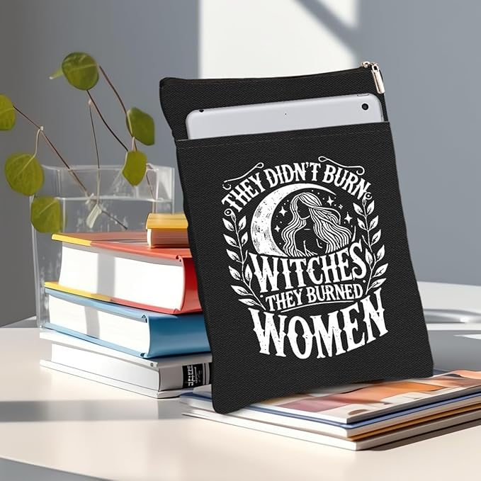 Book Themed Gifts Waterproof Book Sleeve Book Pouch Halloween Reading Gifts Witchy Gifts for Women Friend Auntie Book Covers for Paperbacks Book Accessories Book Protector with Zipper and Front Pocket