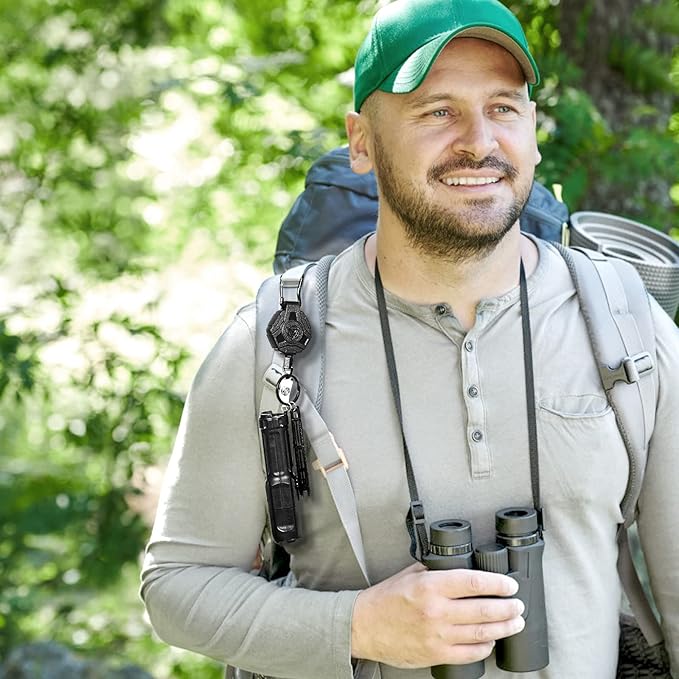 Retractable Keychain Heavy Duty, Badge Reels Retractable, Tactical ID Badge Holder with Upgraded Zinc Alloy Carabiner, 31.5'' Coated Steel Cord, Bearing 8.0 oz- 1pcs