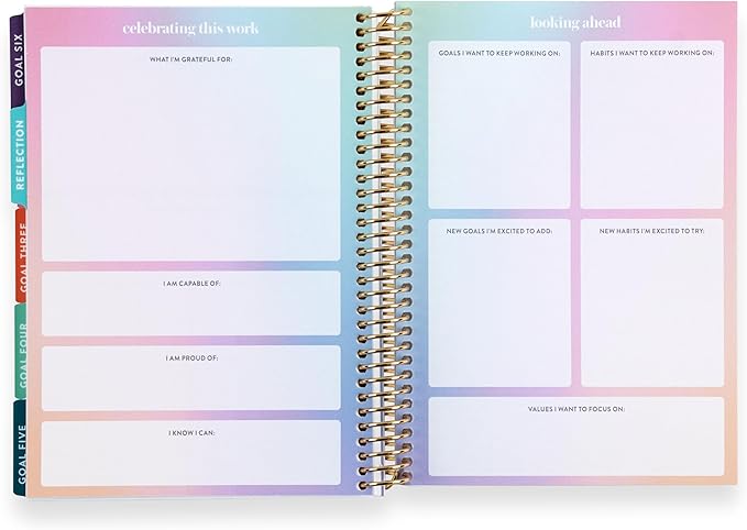 Erin Condren A5 Spiral Bound Goal Setting Planner – Metallic Abstract Circles - 4 Tabs with 160 Pages for Goal and Action Planning Inc. Steps, Weekly Check-in, Celebration Pages & More