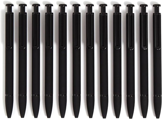 U Brands Midnight Monterey Ballpoint Pens, Set of 12, Black Soft Touch, Painted Black Details, Bold (1.0 mm) Point, Black Ink