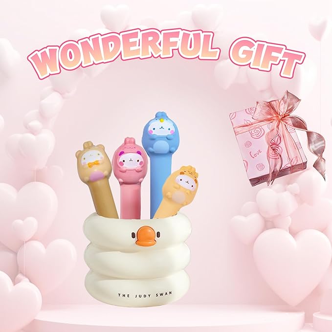 Easter Baskets Kawaii Squishy Pen 4 Pcs Cute & Fun Pens for Stationary & Cool Pens for Teenage Gifts for Tweens Back to School Supplies