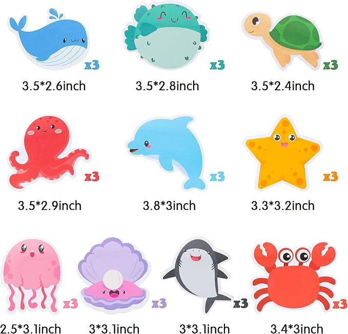 30 Pack Sea Animal Sticky Notes Total 600 Sheets Under The Ocean Life Self Sticky Memo Pads Mini Notepads Office Supplies for School Student Kids Classroom Goodies Rewards Party Favor Gift