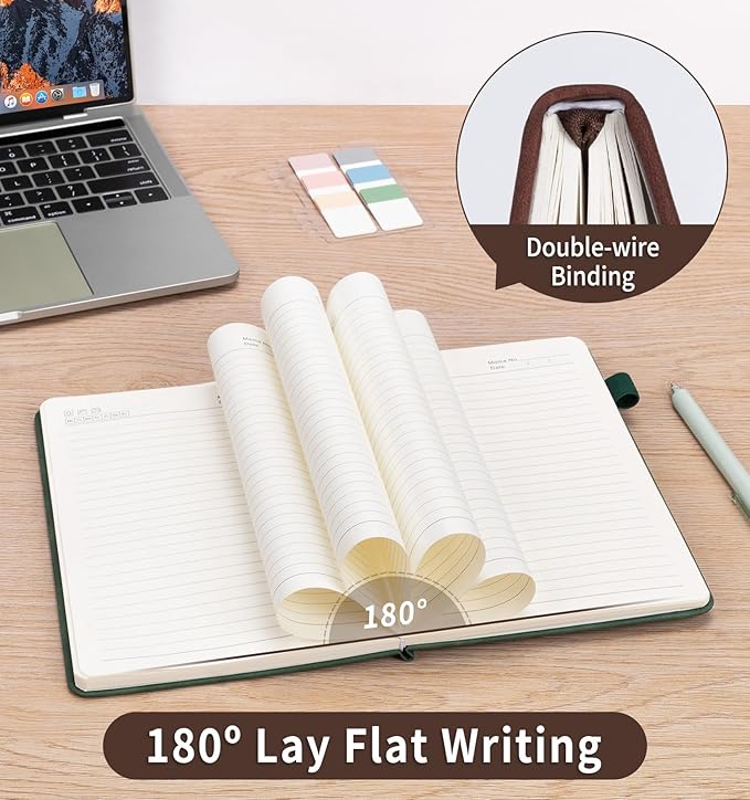 Lined Journal Notebook for Women Men, A5 Hardcover Leather Journals for Writing, 200 Pages Thick Paper, Daily Journal Notebook for Work, School, Note Taking, Business, Travel, College Ruled