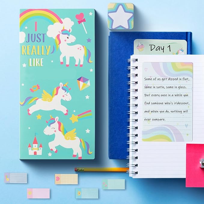 I Just Really Like Magic Horse Sticky Notes Set, 550 Sheets, Cute Magic Horse Self-Stick Notes Pads Animal Divider Tabs Bundle Writing Memo Pads Back to School Office Supplies Small Gift
