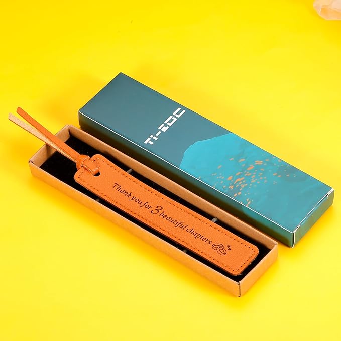 Leather Bookmark 3 Year Anniversary Wedding Gifts for Women Men Him Her 3rd Anniversary Gift for Husband Wife 3rd Anniversary Valentines Gift, Christmas Gift Ideas, Thank You for 3 Beautiful Chapters