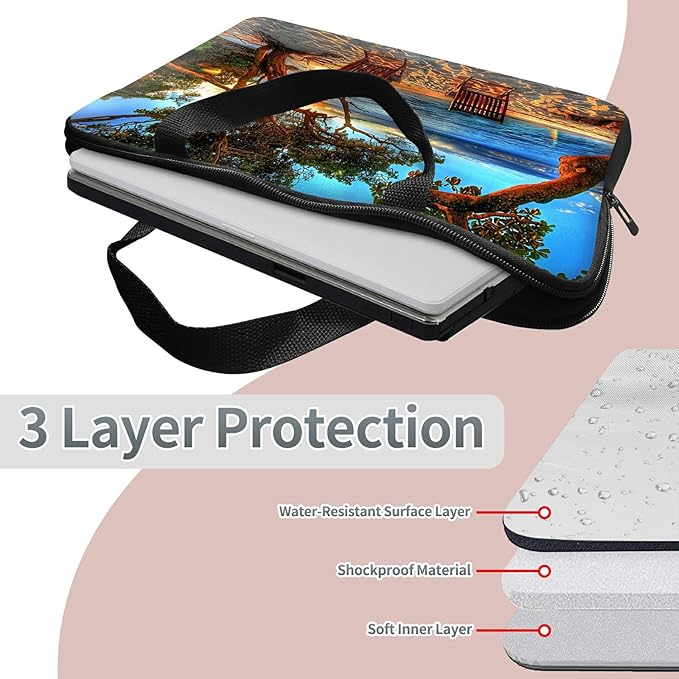 Laptop Sleeve Case Bag 13 inch, Sunset Tree Slim Carrying Case Durable Handbag Travel Laptop Bag for 13 inch MacBook Air M3/M2/Pro M2/ 13" iPad Pro/Air M4/M2 2024