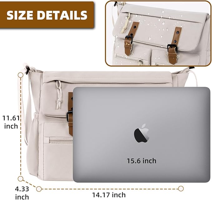 Lovvento Shoulder Messenger Bag for Men - Women Laptop Bag 15.6 inch Satchel Bags Mens Canvas Crossbody Tote Bags