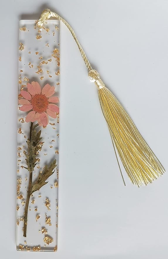 5.5x1 inch Flower Handmade Bookmark Resin Floral with Dried Flowers… (Pink Daisy)