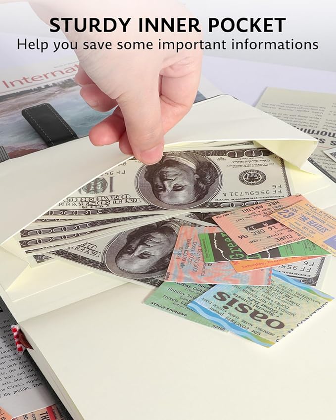 Leather Notebook Journal with Pen, A5 Lined Hardcover Notebook with Magnetic Closure, 240 Pages Daily Journal for Men Women, Ruled Journals Notebooks for Work, Writing, Note Taking - Black