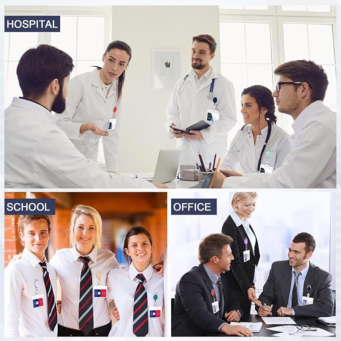 Honoson Heavy Duty Retractable Badge Reels Batch ID Badge Holder Retractable Clip Bulk Card Key Holder with Ring for Office Worker Employee, Doctor Nurse Gifts(Multicolor,50 Pcs)