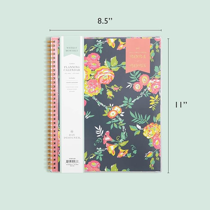 Blue Sky Day Designer for 2024-2025 Academic Year Weekly and Monthly Planner, 8.5" x 11", Flexible Cover, Wirebound, Peyton Navy (107924-A25)