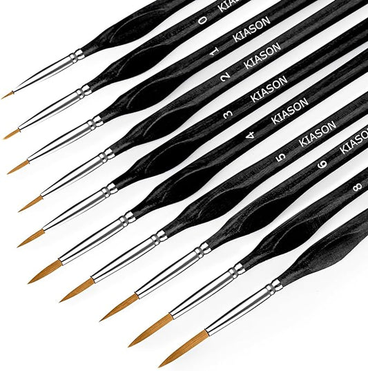 10PC Miniature Paint Brush for Fine Detailing, Mini Small Painting Brushes Set for Art, Crafts, Acrylic, Watercolor, Oil, Model, Face, Warhammer 40k & Paint by Number, Citadel, Figurine (Black)