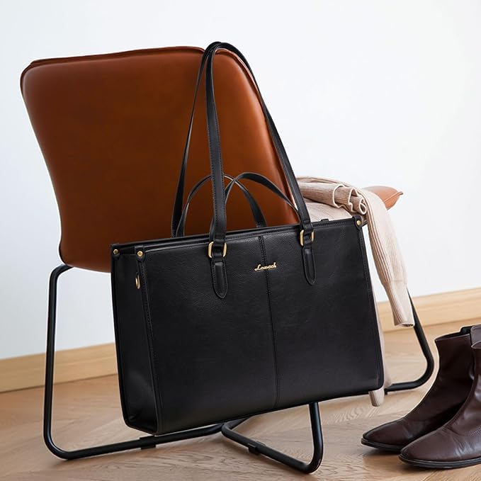 LOVEVOOK Laptop Bag for Women,15.6 inch Work Bags with Clutch, Vintage Leather Laptop Tote Bag,Computer Bag Laptop Purse, Briefcase Tote Bag Shoulder Bag Handbag for Business Office Teacher