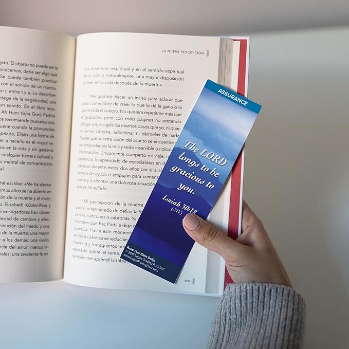 Christian Bookmark with Bible Verse, Pack of 25, Assurance Themed, The Lord Longs to Be Gracious to You, Isaiah 30:18