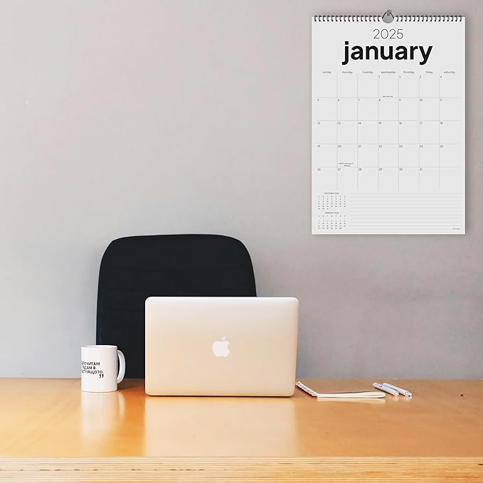 Wall Calendar 2025-2026, 18 Months, Runs From January 2025 to June 2026, 17" x 12" Large Wall Calendar with Hanger, Thick Paper and Spiral Binding. Simple and Stylish Aesthetic Design.