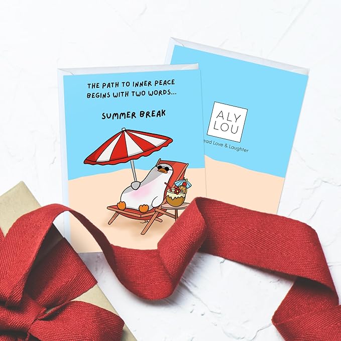 ALY LOU Teacher Thank You Card, Appreciation Card for Educator, Day Care, Preschool, Elementary High School, Graduation or Back to School, Summer Break Gift (The Path to Inner Peace ... Summer Break)