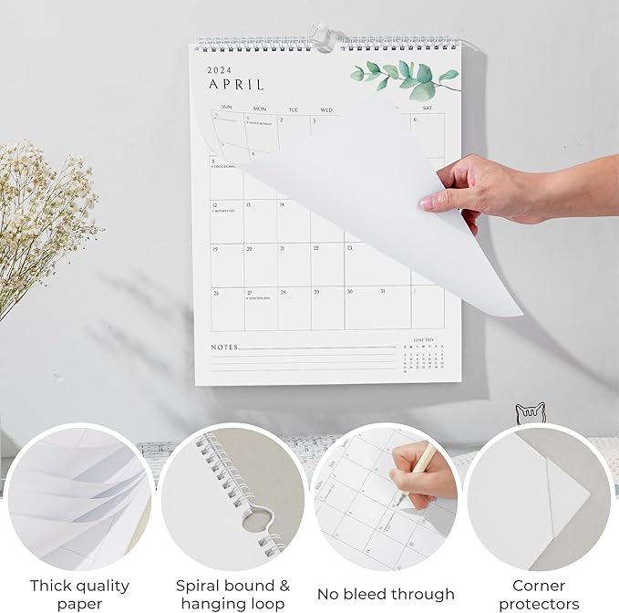 Vertical Greenery Wall Calendar 2024-25, 18 Months Calendar for Wall (April 2024 to September 2025) 11x13.5 Inches Premium Quality with Spiral Twin-Wire Binding