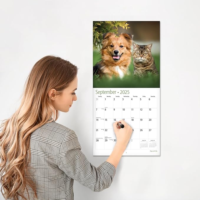 RED EMBER Dogs & Cats 2025 Wall Calendar 12 Month | 12" x 24" Open | Thick & Sturdy Paper | Giftable | Calendar 2025