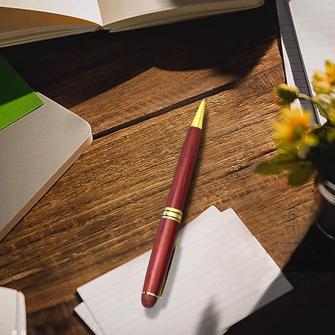 Cambond Ballpoint Pens Metal Pen - Wood Pen with Gift Box Fancy Pens Christmas Gift Nice Pens Set for Men Women Employee Journaling Executive Black Ink 1.0mm, 3 Pens with 3 Extra Refills