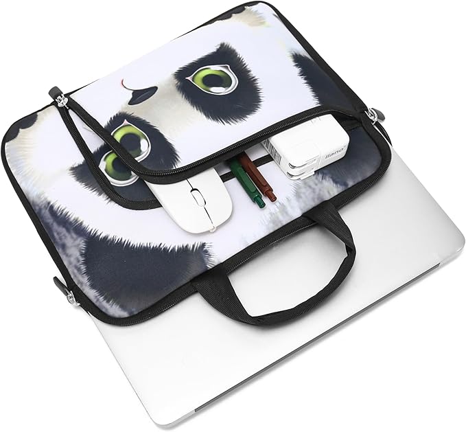 11.6 12 12.5 inch Laptop Sleeve Chromebook Case Ultrabook Case Notebook Sleeve Tablet Case Neoprene Handle Sleeve for Men Women, Two Pockets Fit Apple MacBook Air Samsung Acer HP DELL (Cute Panda)