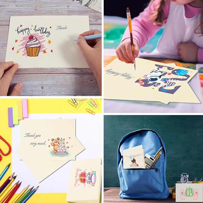 50 Pack Blank Cards Folded Cardstock Thank You Blank Greeting Cards for Invitations, Wedding, Greeting Cards, All Occasion DIY, 3x5 Folded Cards Cream