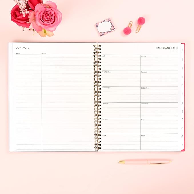 Blue Sky 2023-2024 Academic Year Weekly and Monthly Planner, 8.5" x 11", Frosted Flexible Cover, Wirebound, Roosevelt Pink (144716)