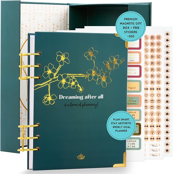 Bossy Girl Journey Goal Planner Undated Weekly Monthly Productivity Journal With Habit And Budget tracker A5 Size 8.5 X 5.8 Binder 6 ring Refillable To Beat Procrastination, Stay More Focused