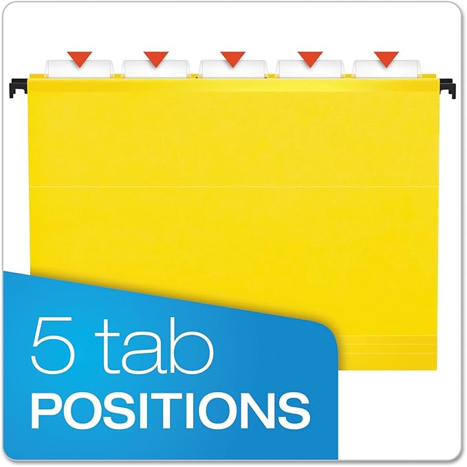 Pendaflex SureHook Reinforced Hanging Folders, Letter Size, Yellow, 20 per Box (6152 1/5 YEL)
