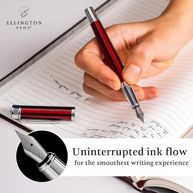 Luxury Fountain Pen Set- Fountain Pens for Writing - Smooth Extra Fine Nib - Includes Refillable Ink Converter, 3 Ink Cartridges [Black & Blue], Gift Box - Elegant Calligraphy