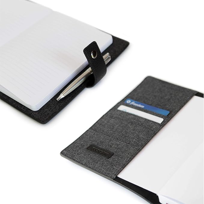 CASE ELEGANCE Black Full Grain Premium Leather Refillable Journal Cover with A5 Lined Notebook - Scratch-Proof DURA-Leather