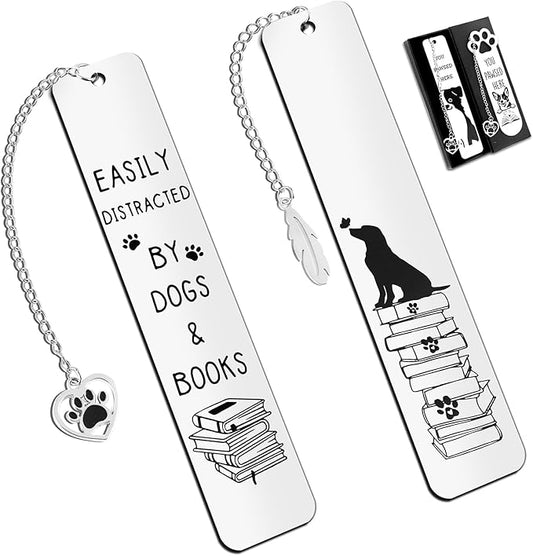 2Pcs Dog Bookmark for Women Men Dog Mom Dog Lover Gifts Bulk Funny Bookmarks Cute Metal Book Mark Dog Bookmarks for Book Lovers Birthday Gifts for Reader Coworker Friends Adults Dog Owner Lover