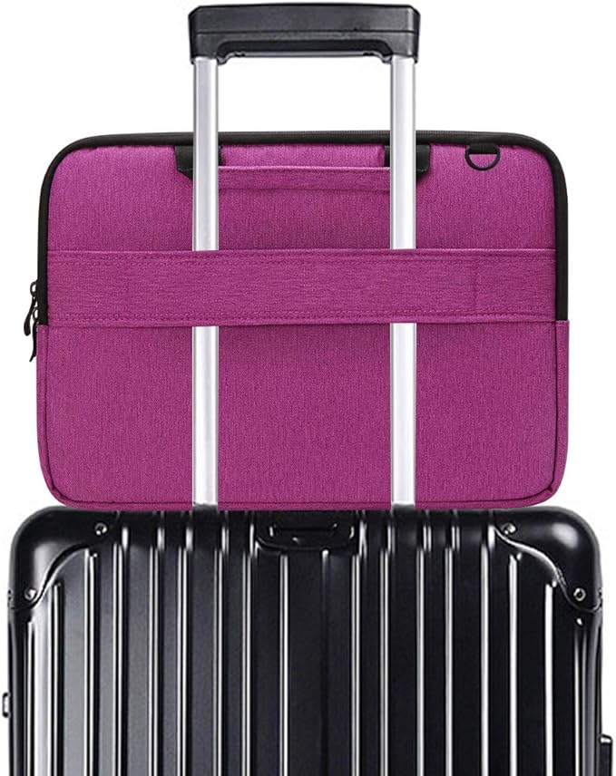 iCozzier 11-11.6 Inch Handle Laptop Briefcase Shoulder Bag Electronic Accessories Organizer Messenger Carrying Case Laptop Sleeve Protective Bag with Shoulder&Luggage Strap - Rose