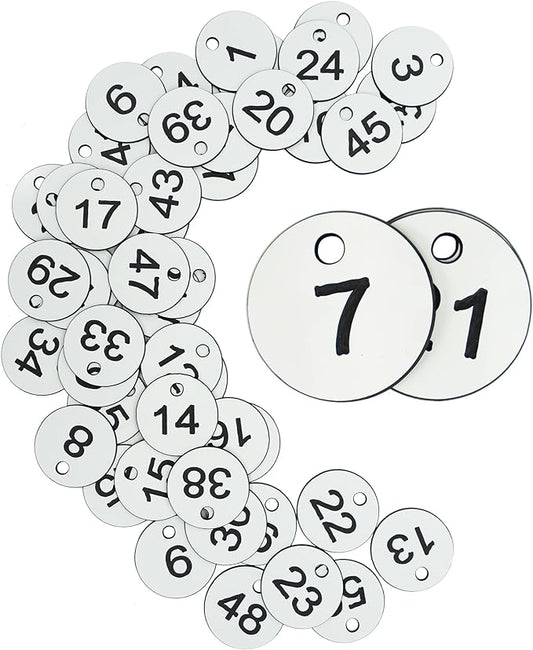 StayMax Plastic ID Number Tags Engraved Tags Key Tags Without Key Rings (201-300, White)