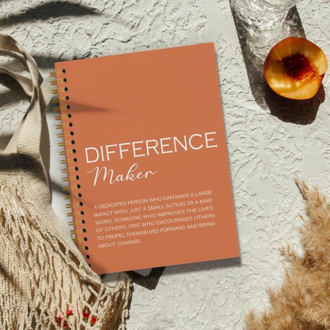 Difference Maker Gift, Difference Maker Definition Spiral Notebook Journal, Motivational Notebooks, Thank You Gifts for Women Men Teacher Coworkers, Hardcover Spiral Notebook 5.5x8.3(Orange)