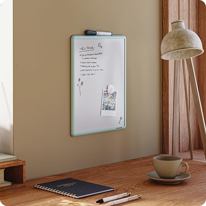 U Brands Contempo Magnetic Dry Erase Board, 11”x14”, Sage Green Modern Frame, Includes Magnet and Marker