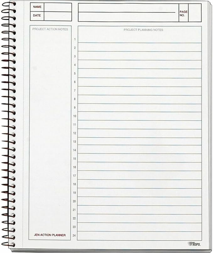 TOPS Products Aion Planner, Side Wirebound, 8-1/2"x6-3/4", 100 Sheets, Black (TOP63828),White