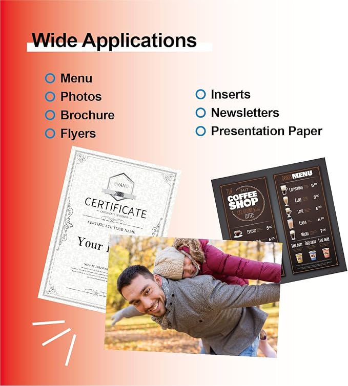 220 Pack Double Sided Photo Paper Glossy Inkjet 8.5x11 32lb 120gsm A4 Letter Size for All Dye Ink Printers