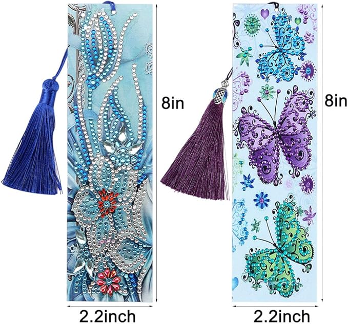 2Pack Diamond and Painting Bookmarks DIY Bookmarks with Tassel Great Gifts for Christmas, Thanksgiving, New Year, Birthday