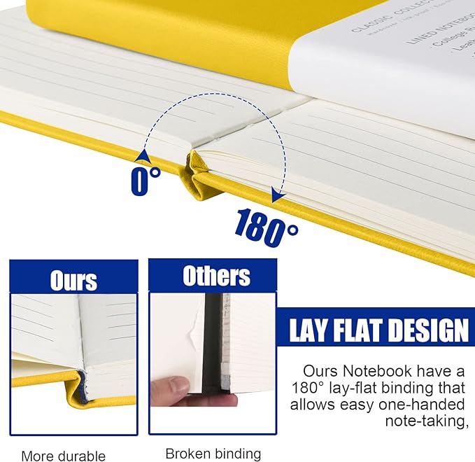 Lined Journal Notebook, (bright yellow), 160 Pages, Medium 5.7 inches x 8 inches - 100 gsm Thick Paper, Hardcover