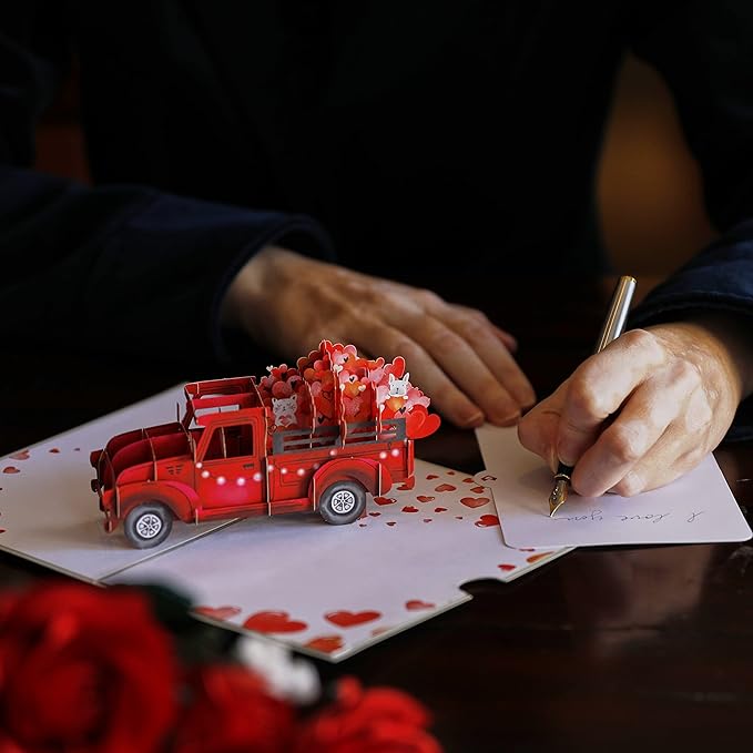 Lovepop Everyday Pop-Up Card for Her, Him, Girls, Boys - 3D Love Greeting Cards - Love Delivery Truck - 5" x 7" - Blank Note Card & Envelope Included