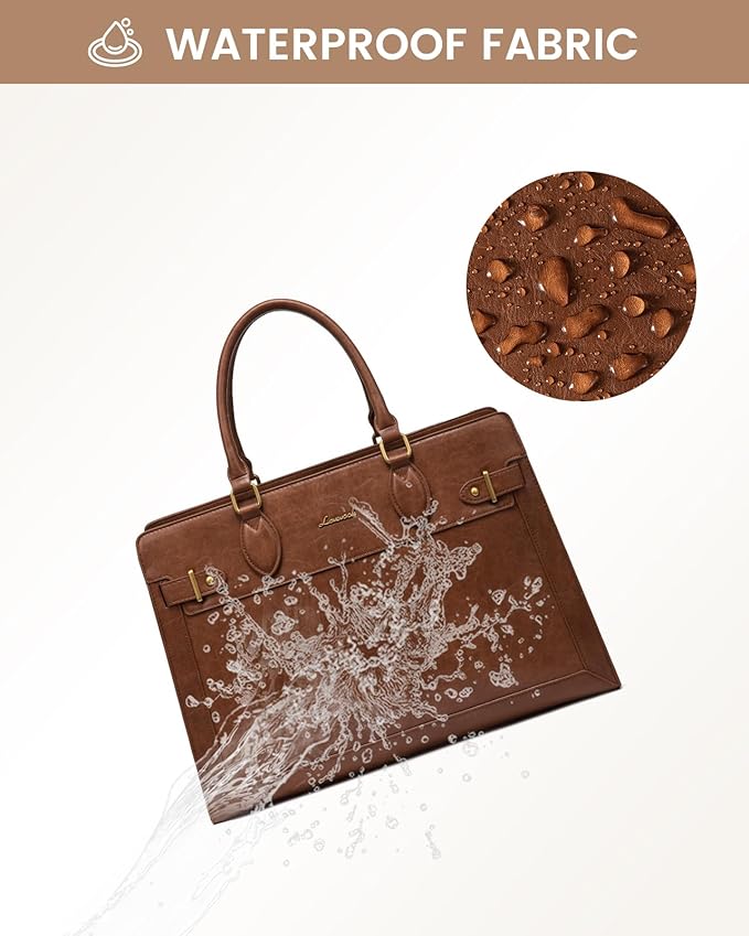 LOVEVOOK Laptop Bag for Women 17 Inch Work Tote, Business Computer Briefcase, PU Leather Tote Bag for Teacher, Office Shoulder Tote Purse
